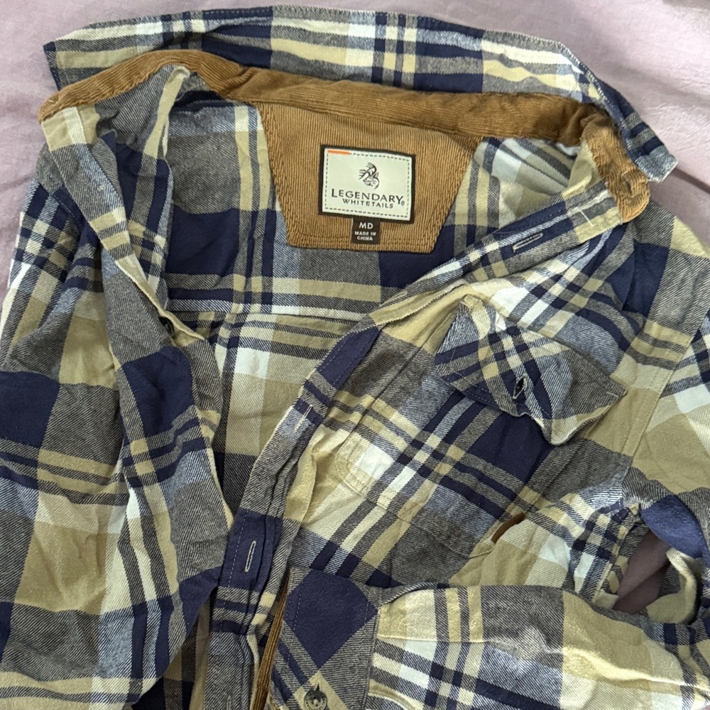 Legendary Whitetails Navy and Yellow Plaid Shirt